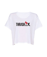 Load image into Gallery viewer, ThrashMX Classic Logo White Ladies Crop T-Shirt