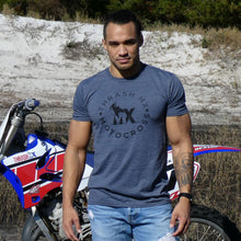 Load image into Gallery viewer, Round motocross Logo T-shirt (Heather Navy)
