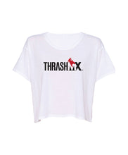 Load image into Gallery viewer, ThrashMX Classic Logo White Ladies Crop T-Shirt
