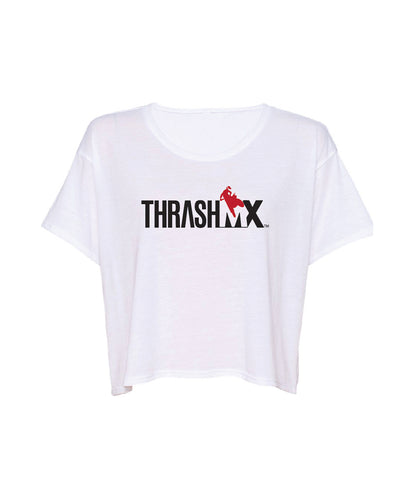 ThrashMX Classic Logo White Ladies Crop T-Shirt