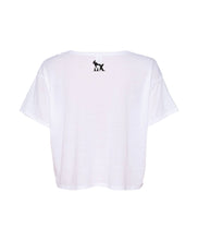 Load image into Gallery viewer, ThrashMX CLassic Logo White Ladies Crop Tee
