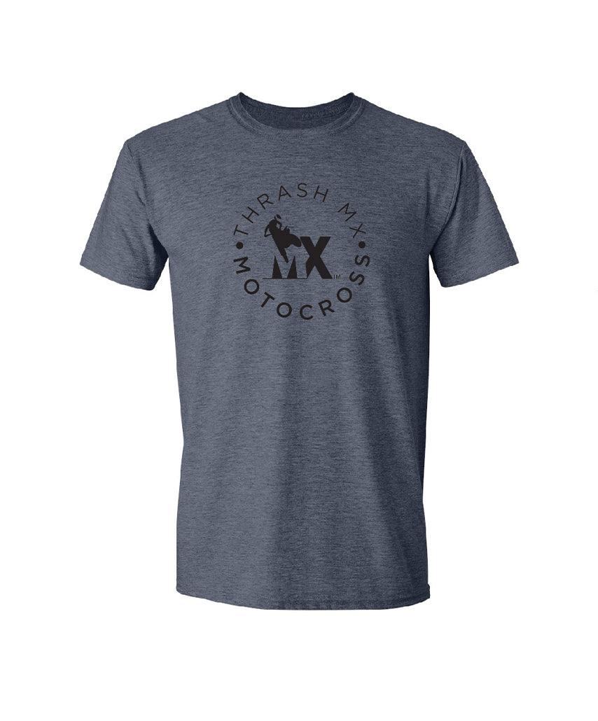 ThrashMX Round Logo T-Shirt in Heather Navy