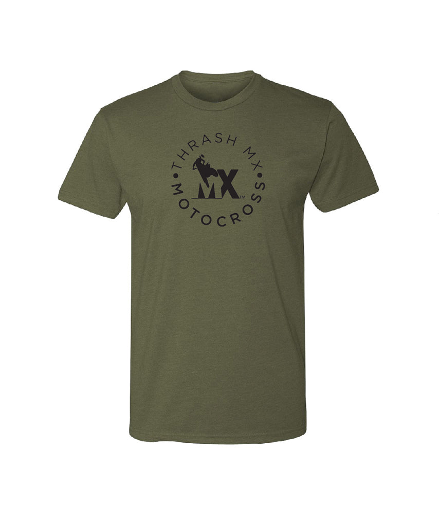 ThrashMX Round Logo T-Shirt in Military Green