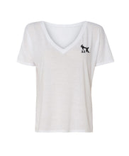Load image into Gallery viewer, ThrashMX Ladies Classic Logo V-Neck T-Shirt in White
