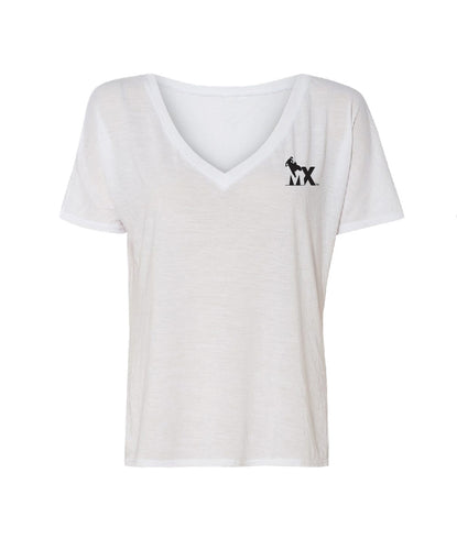ThrashMX Ladies Classic Logo V-Neck T-Shirt in White